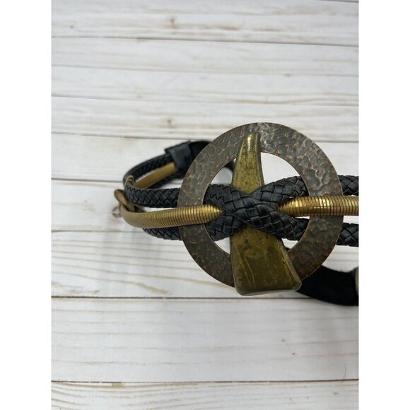 Vintage Leather Shop Small Belt Adjustable Art to Wear Deco Braided Mixed Metal main image 7